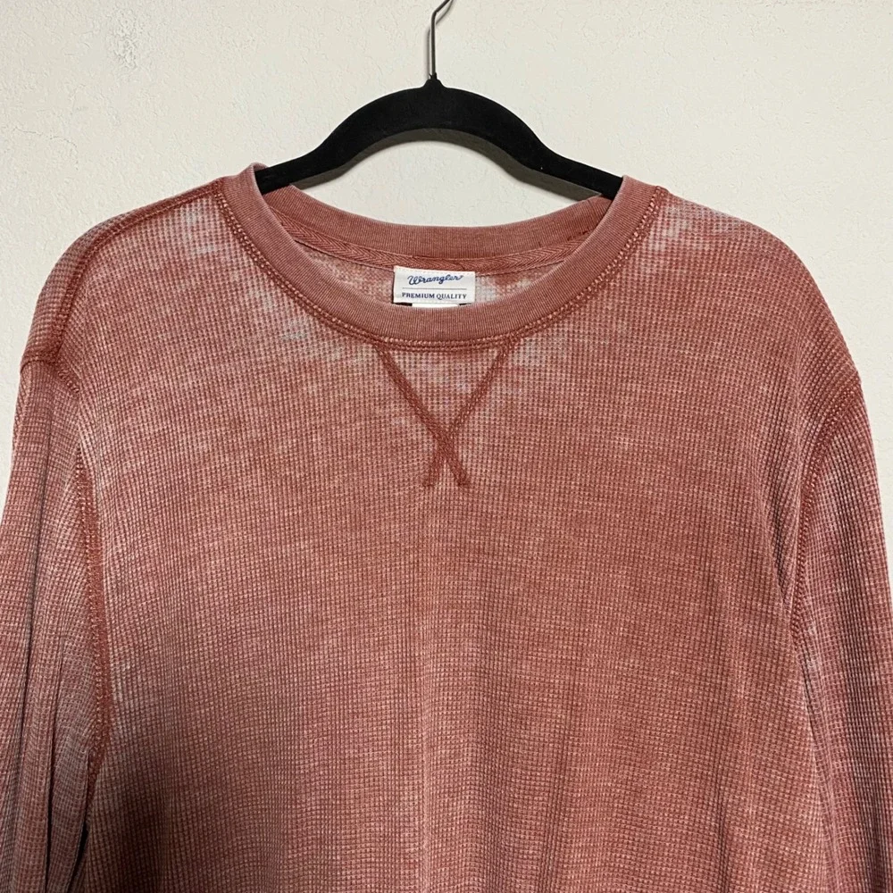 Wrangler Premium Quality Waffle Knit Long Sleeve Mens Large Faded Rustic Thermal